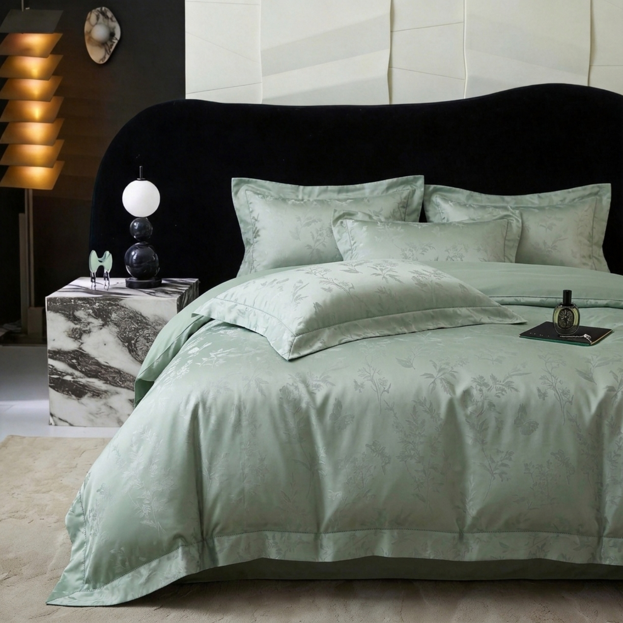 91家纺网 家纺一手货源 找家纺 爱彼家纺 2026新款亲肤提花四件套-系列一 青岚雅序