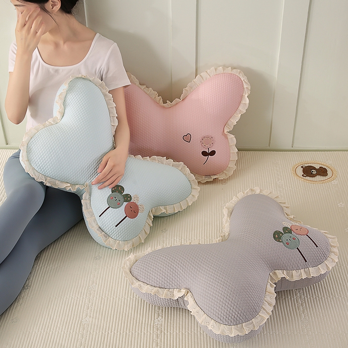 （总）蔻眠 花边款凉豆豆凉感丝蝴蝶抱枕靠枕异型枕芯