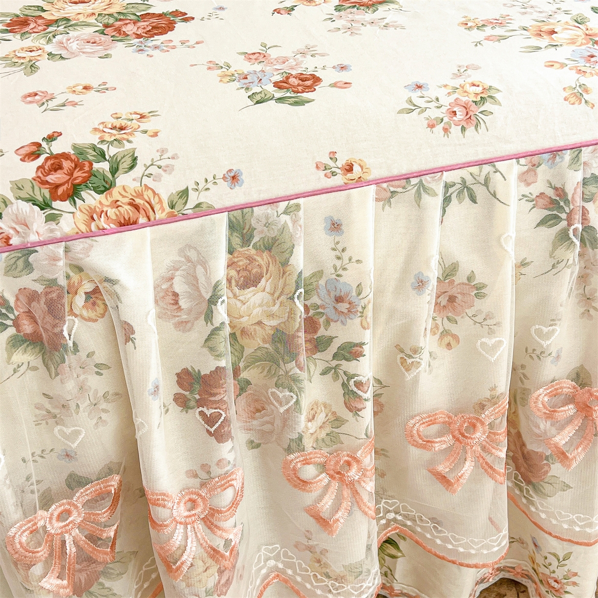 91家纺网 家纺一手货源 找家纺 宜凡家纺 2026新款全棉公主风单层床裙三件套 洛川花海