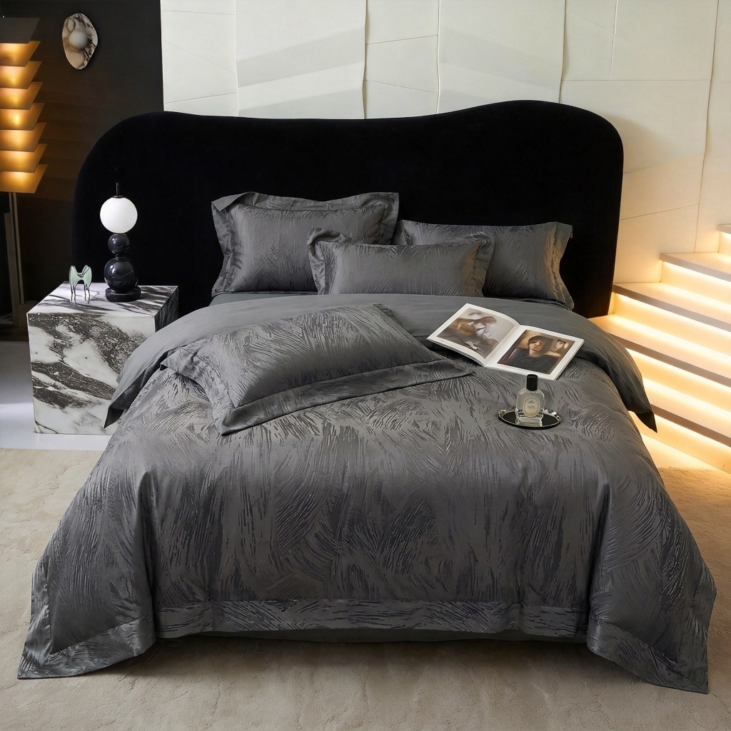 91家纺网 家纺一手货源 找家纺 （总）悦织湾家纺 2026新款水洗冰丝贡缎提花亲肤四件套春夏凉爽床上用品四件套