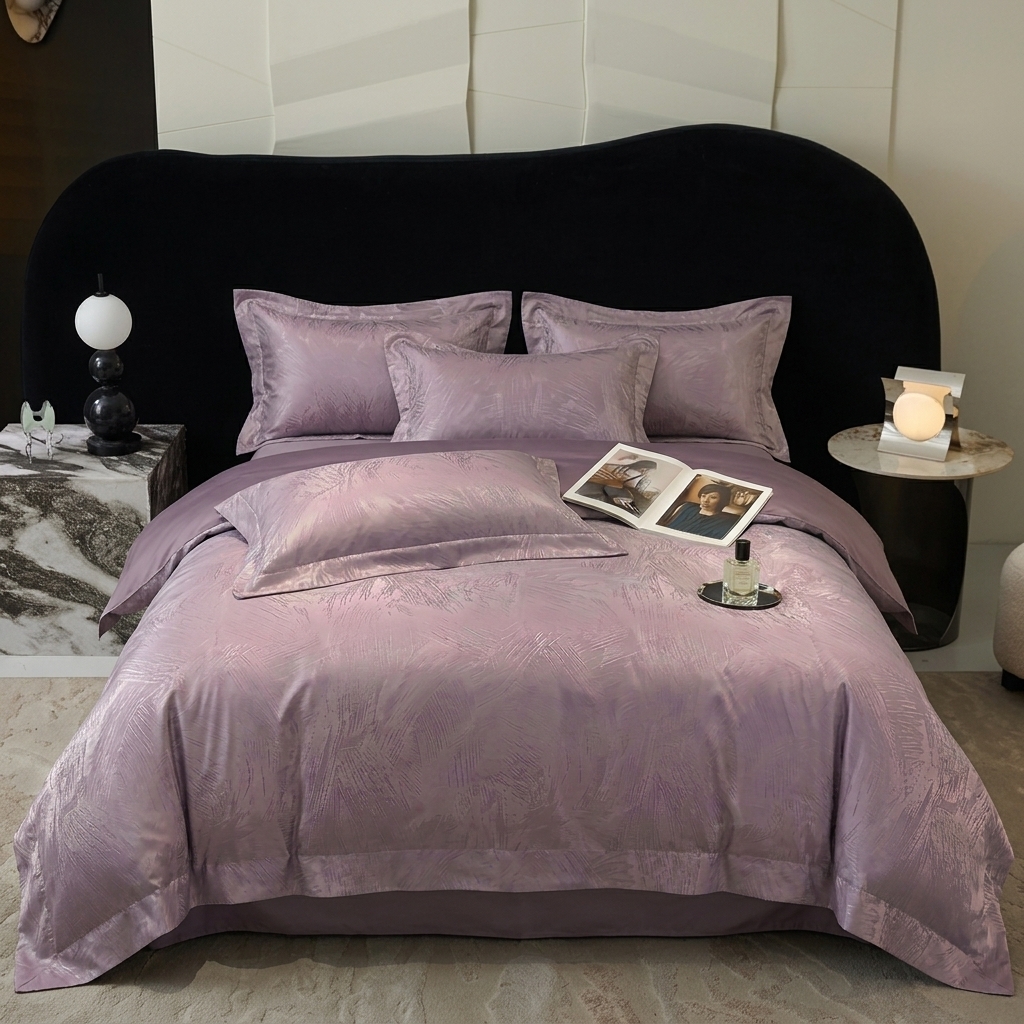 91家纺网 家纺一手货源 找家纺 （总）悦织湾家纺 2026新款水洗冰丝贡缎提花亲肤四件套春夏凉爽床上用品四件套