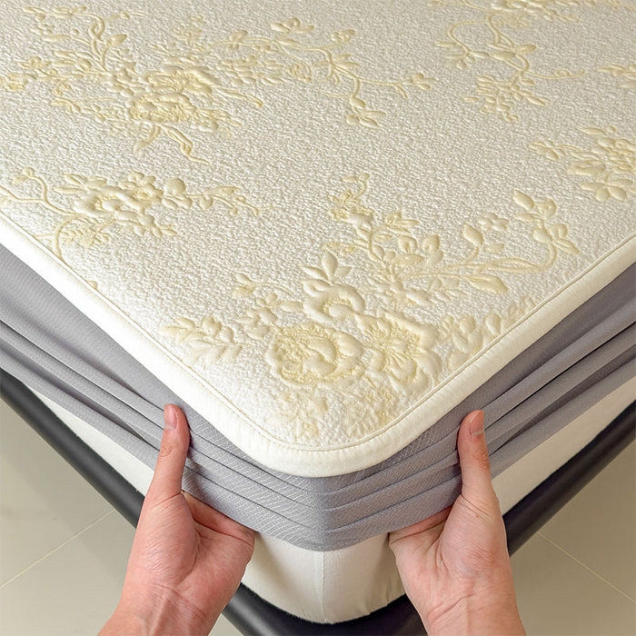 91家纺网 家纺一手货源 找家纺 雅诗帛 2026新款夏天冰丝A类母婴级凉感值过0.21冰豆豆家用凉席子夏季-思琳娜 床笠款-思琳娜-淡黄