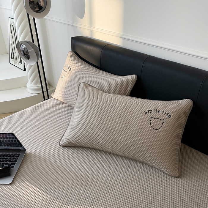 91家纺网 家纺一手货源 找家纺 （总）爱思凯家纺 2026新款PE冰豆豆贴布绣-八宝熊-床笠款【场景一】