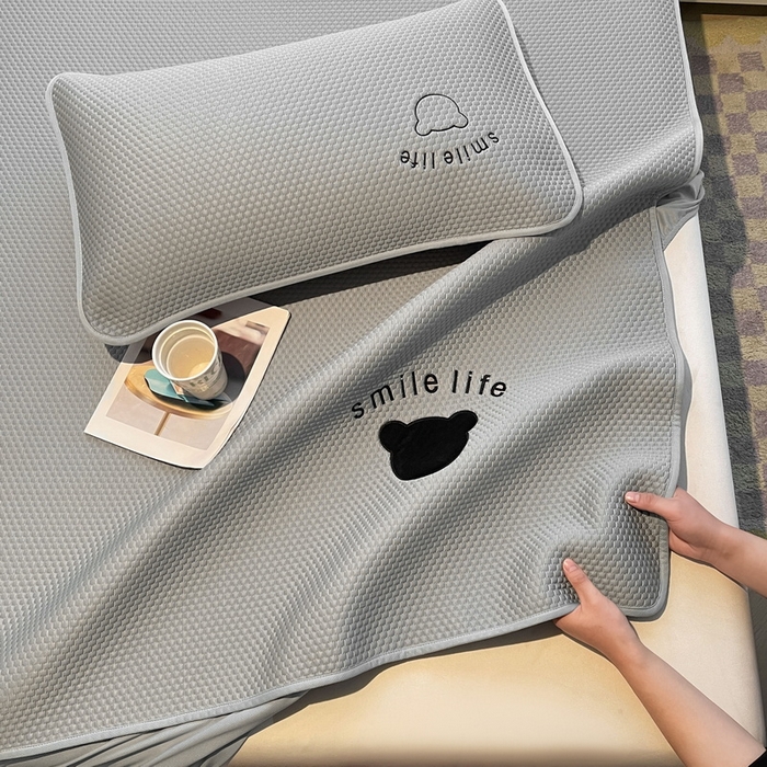 91家纺网 家纺一手货源 找家纺 （总）爱思凯家纺 2026新款PE冰豆豆贴布绣-八宝熊-床笠款【场景二】