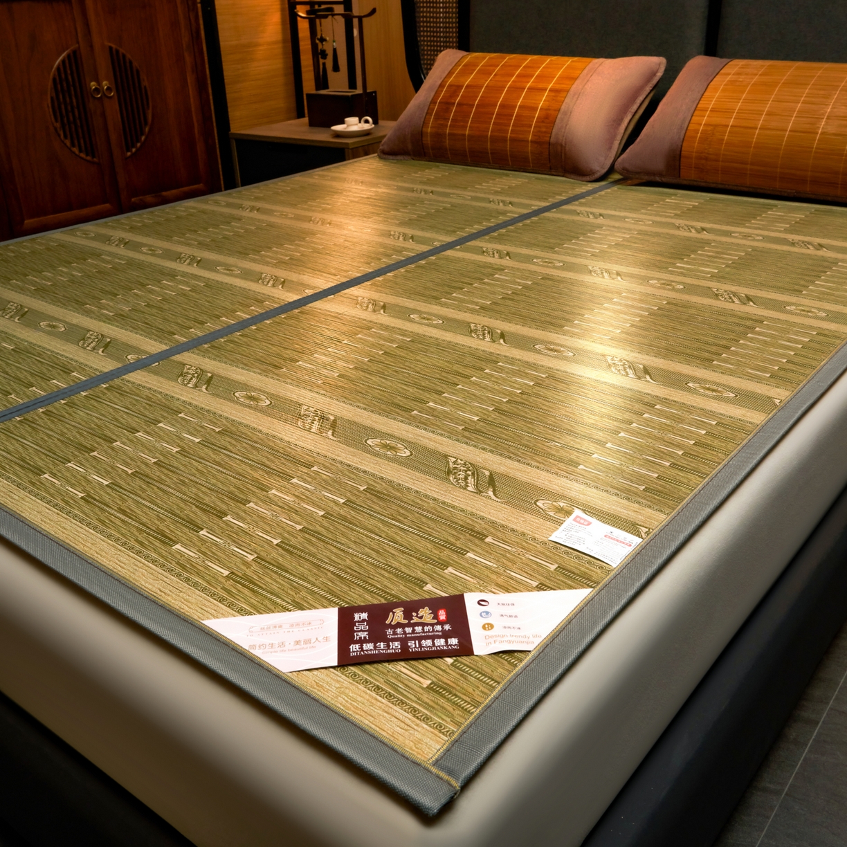 91家纺网 家纺一手货源 找家纺 森璐家纺 2026新款艾草驱蚊席-百福系列 百福-绿