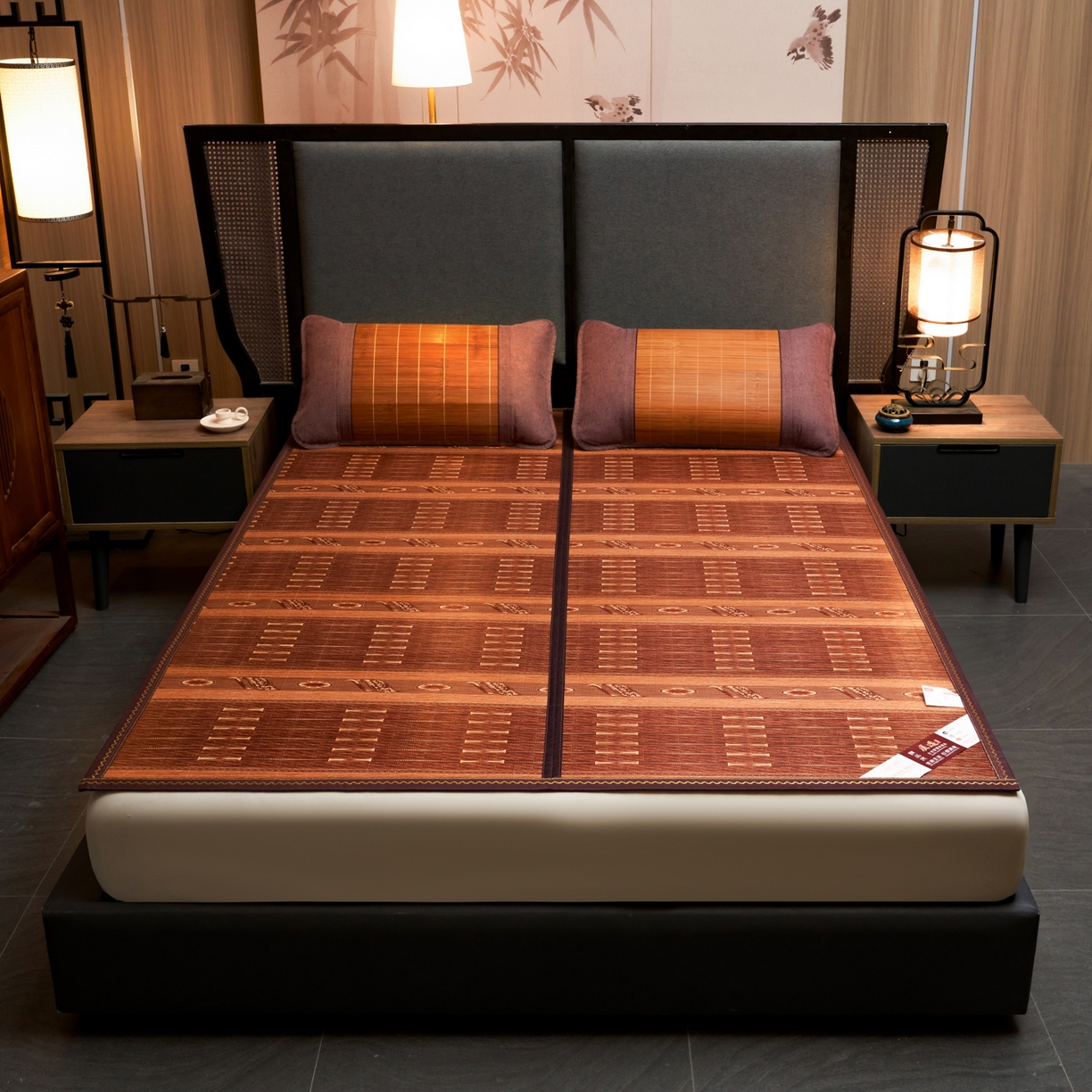 91家纺网 家纺一手货源 找家纺 森璐家纺 2026新款艾草驱蚊席-百福系列 百福-咖