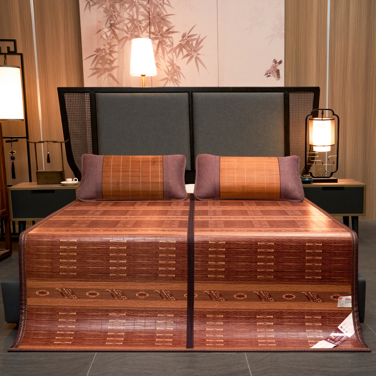 91家纺网 家纺一手货源 找家纺 森璐家纺 2026新款艾草驱蚊席-百福系列 百福-咖