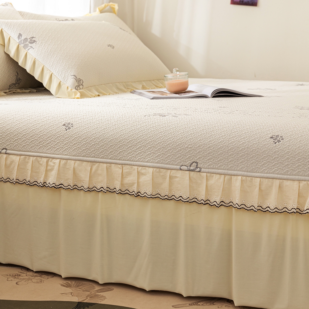 91家纺网 家纺一手货源 找家纺 （总）美优兰 2026新款PE提花凉感冰豆豆三明治复合榻榻米垫