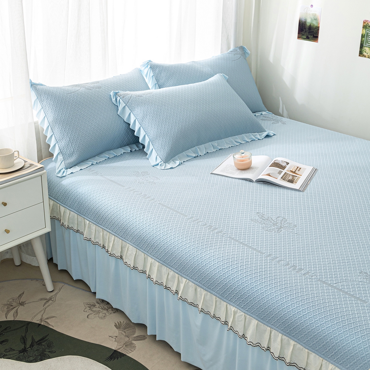 91家纺网 家纺一手货源 找家纺 （总）美优兰 2026新款PE提花凉感冰豆豆三明治复合榻榻米垫