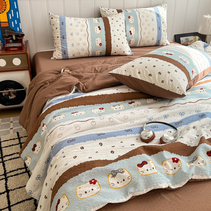 91家纺网 家纺一手货源 找家纺 （总）欧尚家纺 2026新款泡芙纱夏被四件套简单款