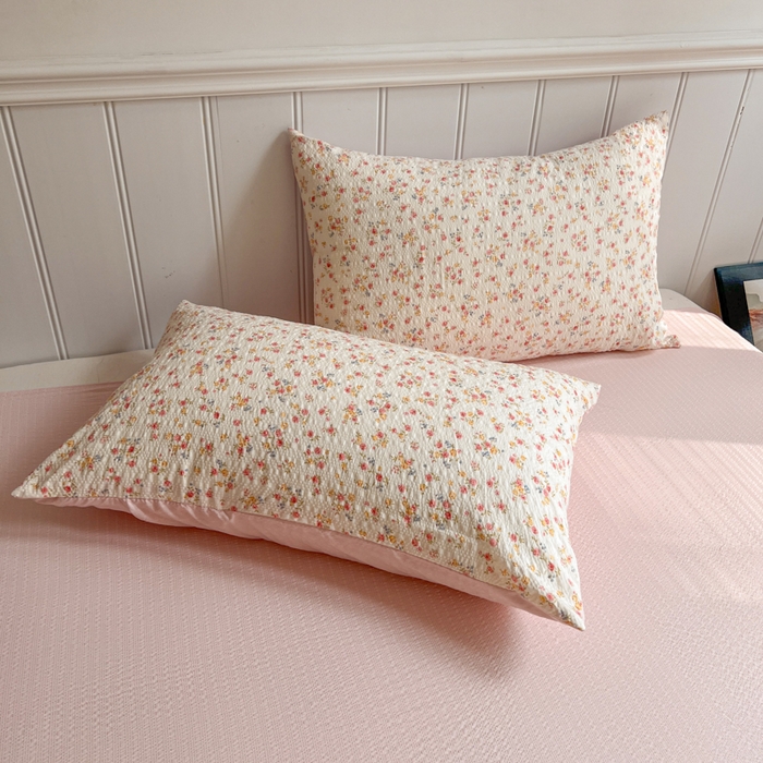 91家纺网 家纺一手货源 找家纺 欧尚家纺 2026新款泡芙纱夏被四件套简单款 粉黛