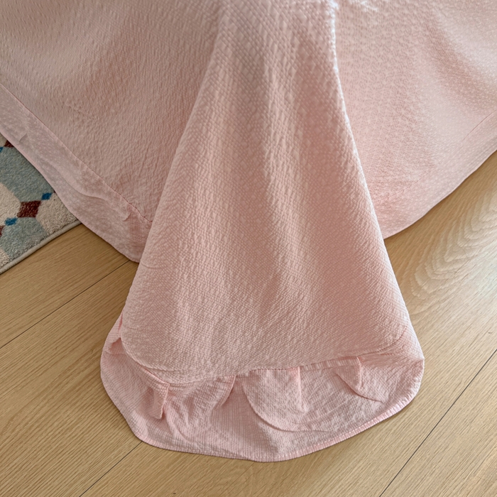 91家纺网 家纺一手货源 找家纺 欧尚家纺 2026新款泡芙纱夏被四件套简单款 粉色小心心
