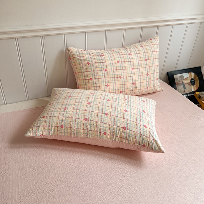 91家纺网 家纺一手货源 找家纺 欧尚家纺 2026新款泡芙纱夏被四件套简单款 格格心