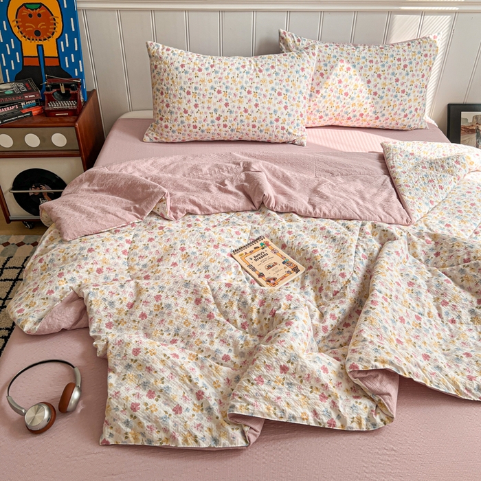 91家纺网 家纺一手货源 找家纺 欧尚家纺 2026新款泡芙纱夏被四件套简单款 花序