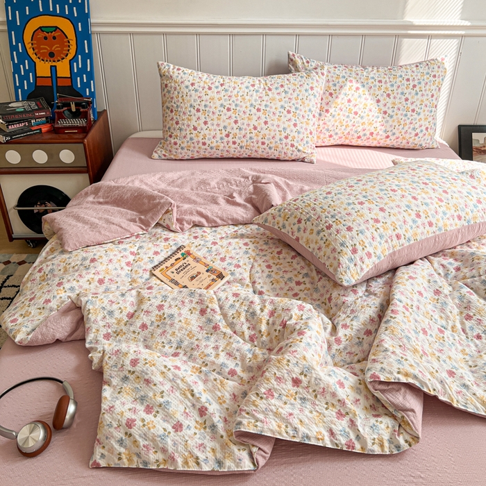 91家纺网 家纺一手货源 找家纺 欧尚家纺 2026新款泡芙纱夏被四件套简单款 花序