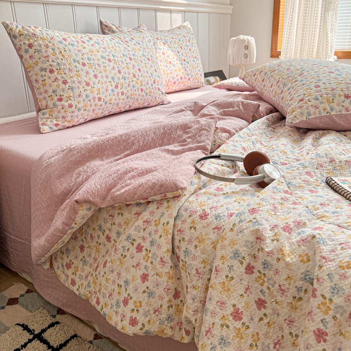 91家纺网 家纺一手货源 找家纺 欧尚家纺 2026新款泡芙纱夏被四件套简单款 花序