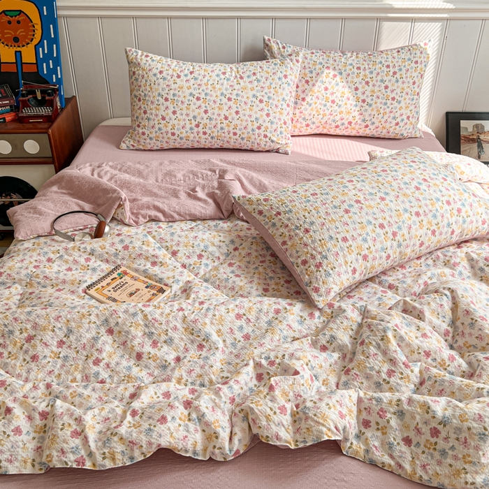 91家纺网 家纺一手货源 找家纺 欧尚家纺 2026新款泡芙纱夏被四件套简单款 花序