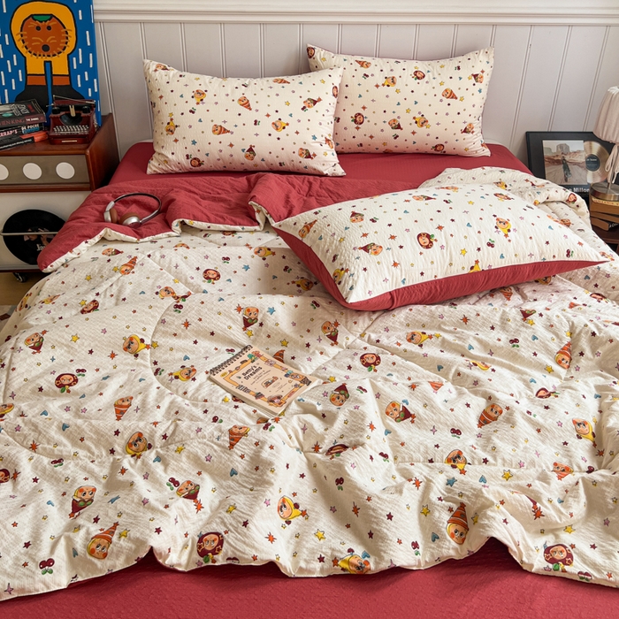 91家纺网 家纺一手货源 找家纺 欧尚家纺 2026新款泡芙纱夏被四件套简单款 旧街星星