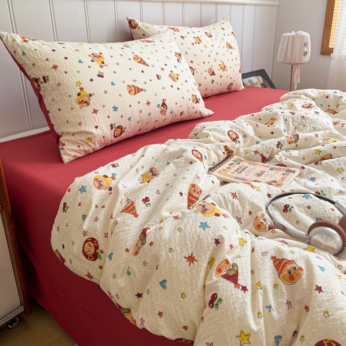 91家纺网 家纺一手货源 找家纺 欧尚家纺 2026新款泡芙纱夏被四件套简单款 旧街星星