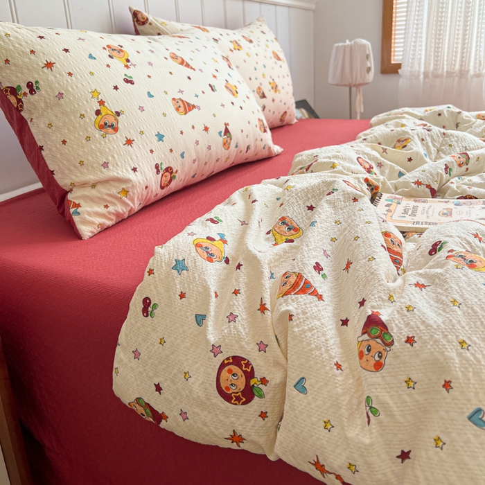 91家纺网 家纺一手货源 找家纺 欧尚家纺 2026新款泡芙纱夏被四件套简单款 旧街星星