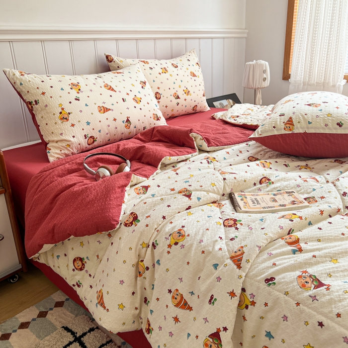 91家纺网 家纺一手货源 找家纺 欧尚家纺 2026新款泡芙纱夏被四件套简单款 旧街星星