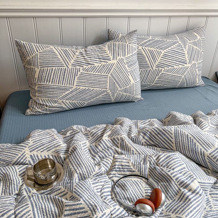 91家纺网 家纺一手货源 找家纺 欧尚家纺 2026新款泡芙纱夏被四件套简单款 浅川纹