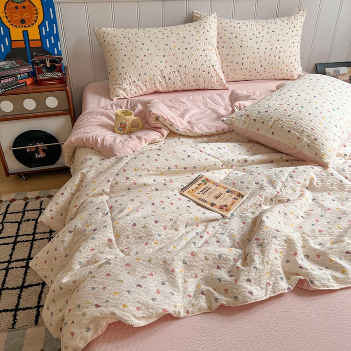 91家纺网 家纺一手货源 找家纺 （总）禾沐  2026新款泡芙纱夏被四件套简单款