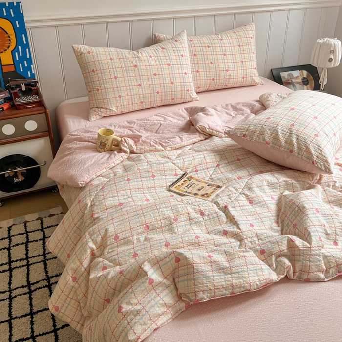 91家纺网 家纺一手货源 找家纺 （总）禾沐  2026新款泡芙纱夏被四件套简单款