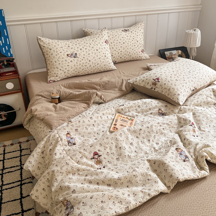 91家纺网 家纺一手货源 找家纺 （总）禾沐  2026新款泡芙纱夏被四件套简单款