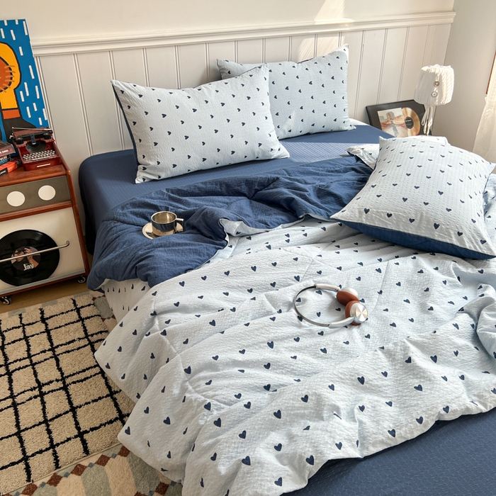 91家纺网 家纺一手货源 找家纺 （总）禾沐  2026新款泡芙纱夏被四件套简单款