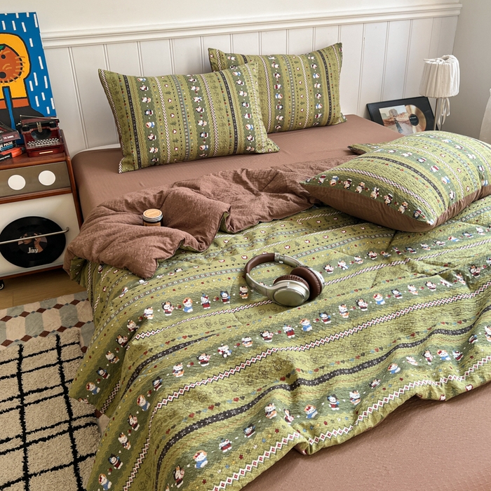 91家纺网 家纺一手货源 找家纺 （总）禾沐  2026新款泡芙纱夏被四件套简单款