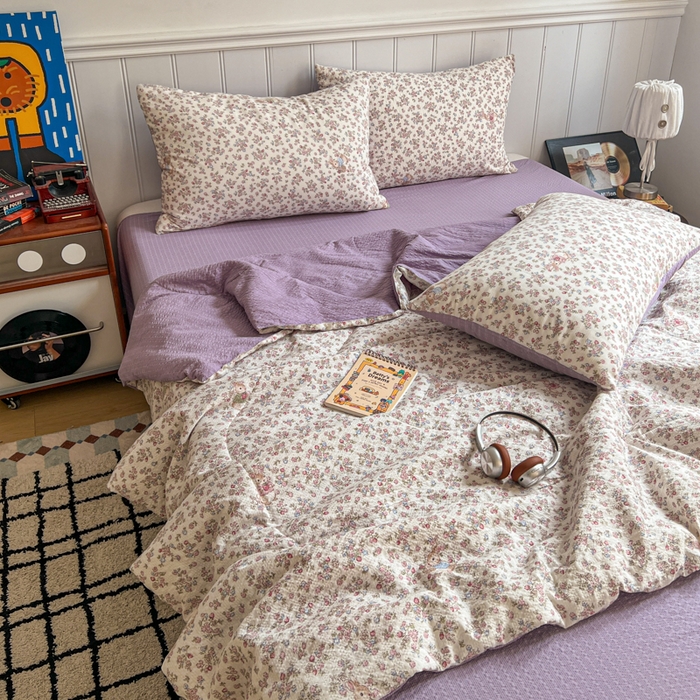 91家纺网 家纺一手货源 找家纺 （总）禾沐  2026新款泡芙纱夏被四件套简单款