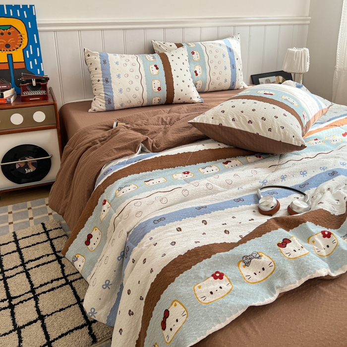 91家纺网 家纺一手货源 找家纺 （总）禾沐  2026新款泡芙纱夏被四件套简单款