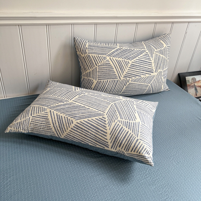 91家纺网 家纺一手货源 找家纺 禾沐  2026新款泡芙纱夏被四件套简单款 浅川纹