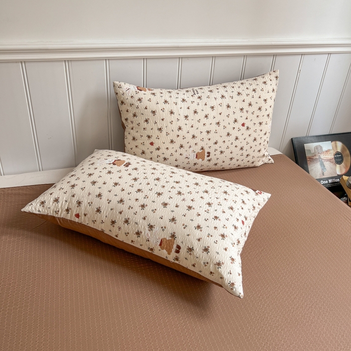 91家纺网 家纺一手货源 找家纺 禾沐  2026新款泡芙纱夏被四件套简单款 田园兔