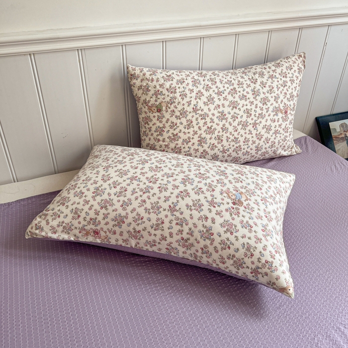 91家纺网 家纺一手货源 找家纺 禾沐  2026新款泡芙纱夏被四件套简单款 紫陌