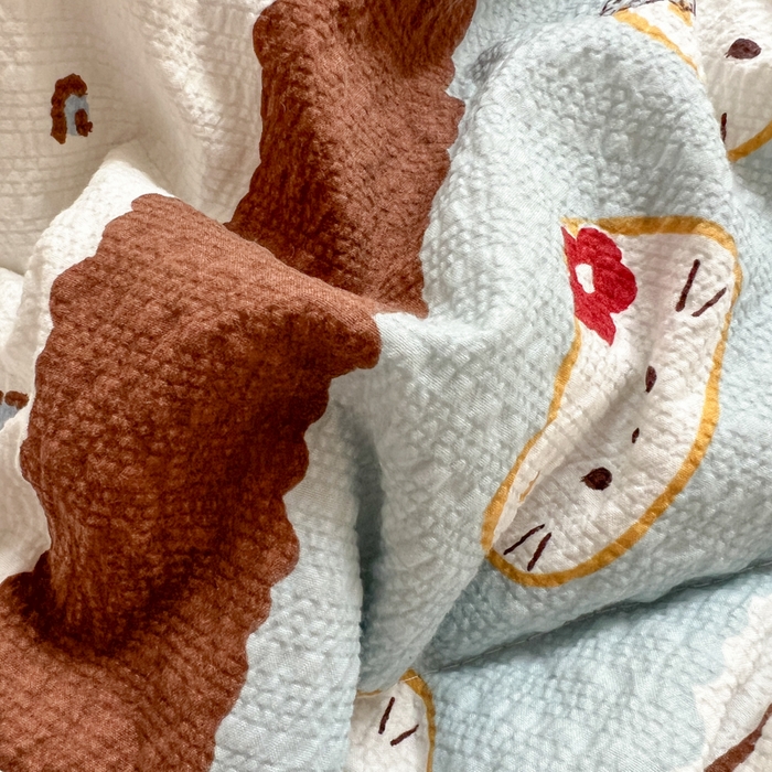 91家纺网 家纺一手货源 找家纺 禾沐  2026新款泡芙纱夏被四件套简单款 KT猫