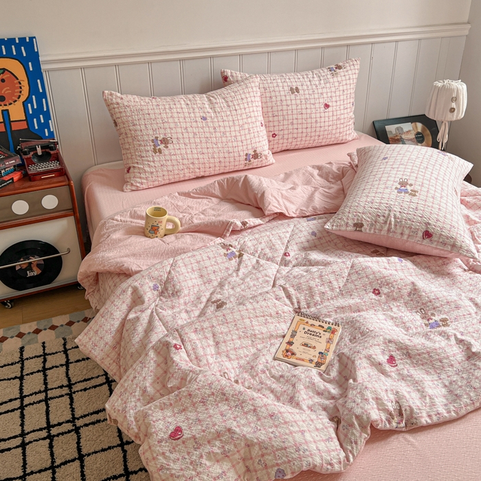 91家纺网 家纺一手货源 找家纺 （总） 梵希雅  2026新款泡芙纱夏被四件套简单款