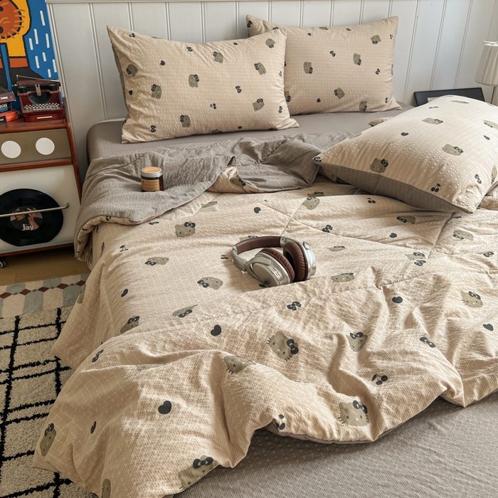 91家纺网 家纺一手货源 找家纺 （总） 梵希雅  2026新款泡芙纱夏被四件套简单款