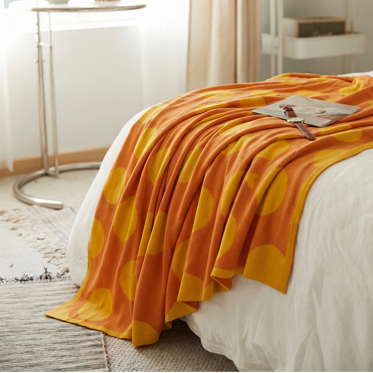 暖绵绵家纺 2026新款全棉亲肤舒适毯子-艾蜜欧 橙黄色