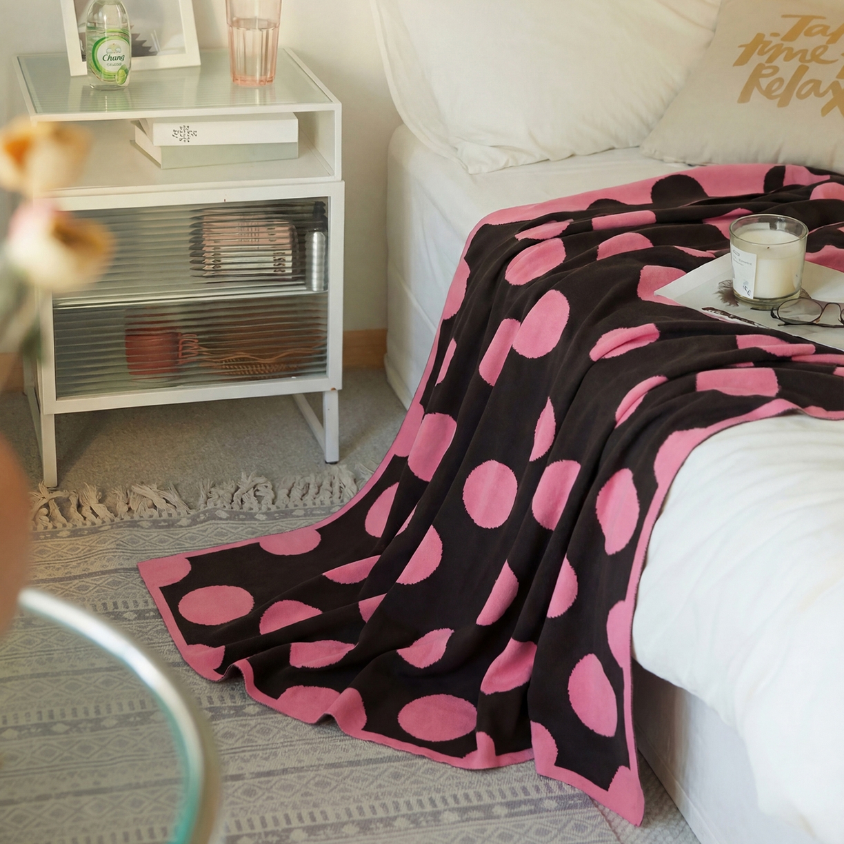 暖绵绵家纺 2026新款全棉亲肤舒适毯子-艾蜜欧 碳粉色