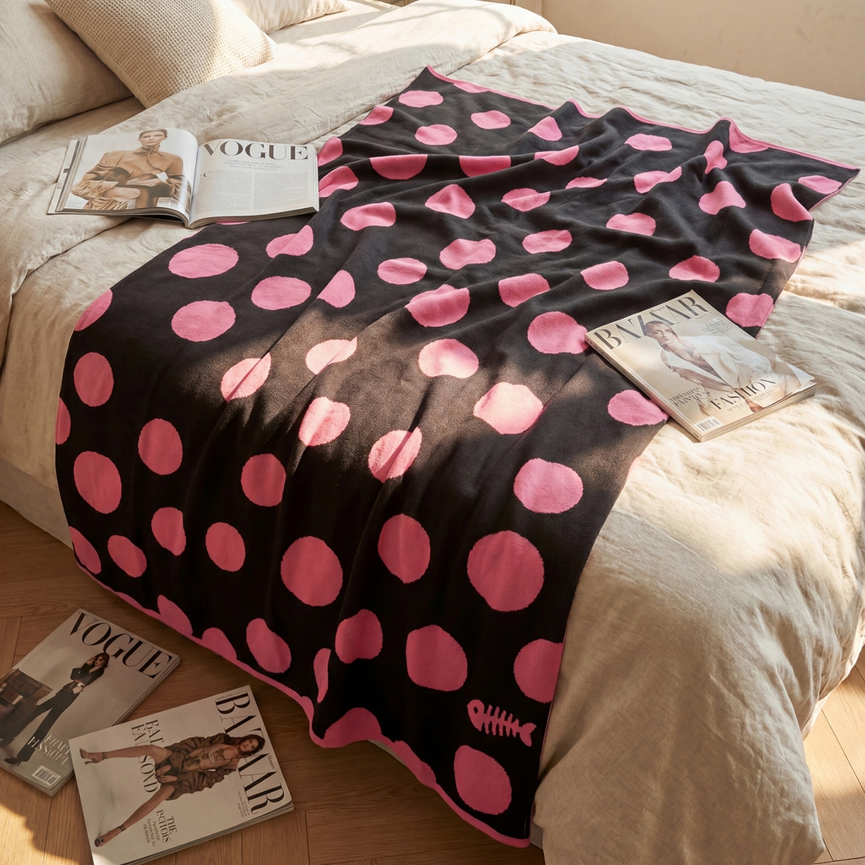 91家纺网 家纺一手货源 找家纺 暖绵绵家纺 2026新款全棉亲肤舒适毯子-艾蜜欧 碳粉色