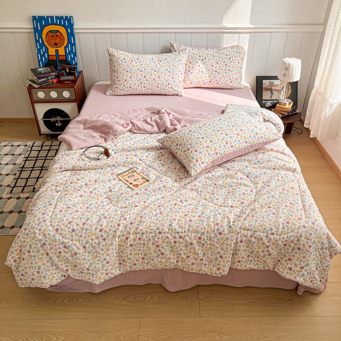 91家纺网 家纺一手货源 找家纺  梵希雅  2026新款泡芙纱夏被四件套简单款 花序