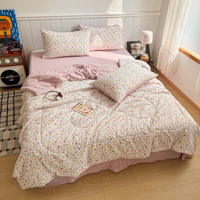 91家纺网 家纺一手货源 找家纺  梵希雅  2026新款泡芙纱夏被四件套简单款 花序