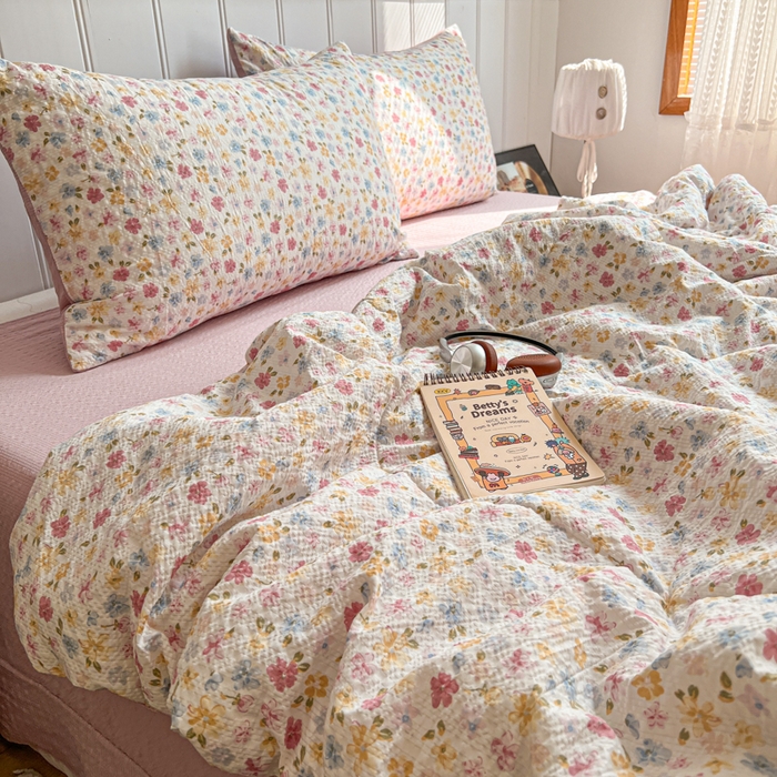 91家纺网 家纺一手货源 找家纺  梵希雅  2026新款泡芙纱夏被四件套简单款 花序