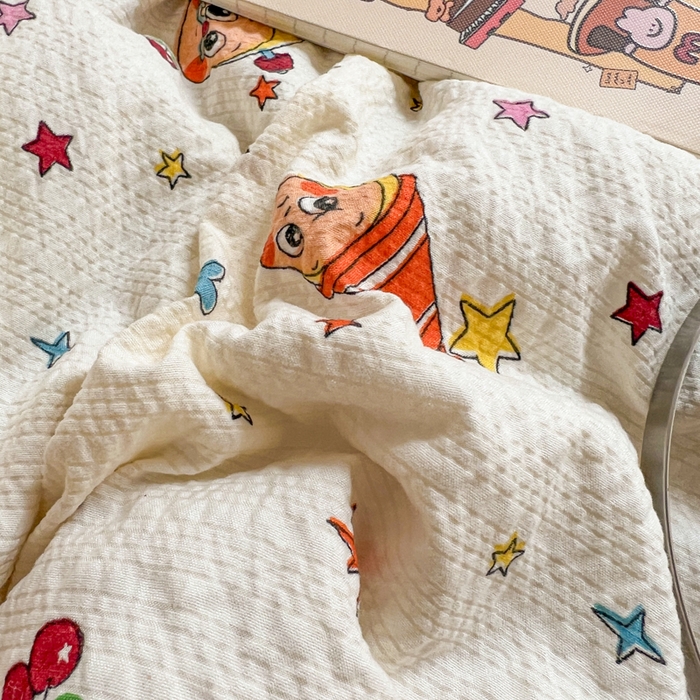 91家纺网 家纺一手货源 找家纺  梵希雅  2026新款泡芙纱夏被四件套简单款 旧街星星