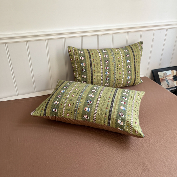 91家纺网 家纺一手货源 找家纺  梵希雅  2026新款泡芙纱夏被四件套简单款 森林描绘