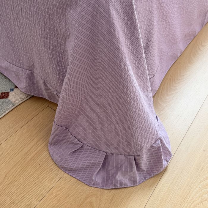 91家纺网 家纺一手货源 找家纺  梵希雅  2026新款泡芙纱夏被四件套简单款 紫陌