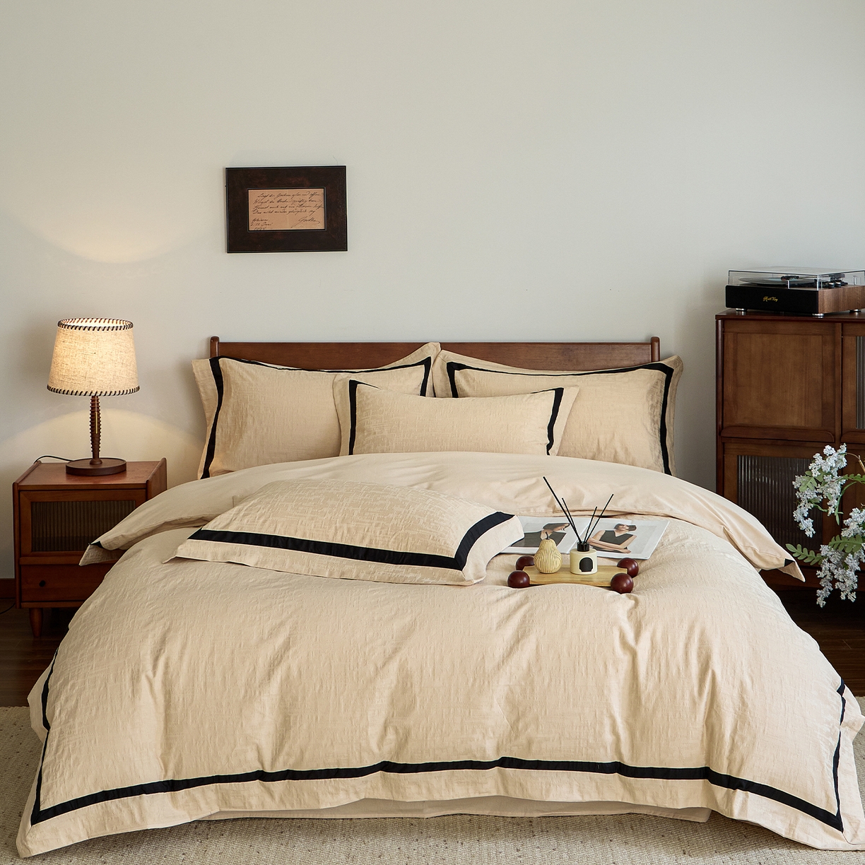 91家纺网 家纺一手货源 找家纺 （总）蓝邻家纺 2026新款全棉浮雕提花极简轻奢风四件套系列