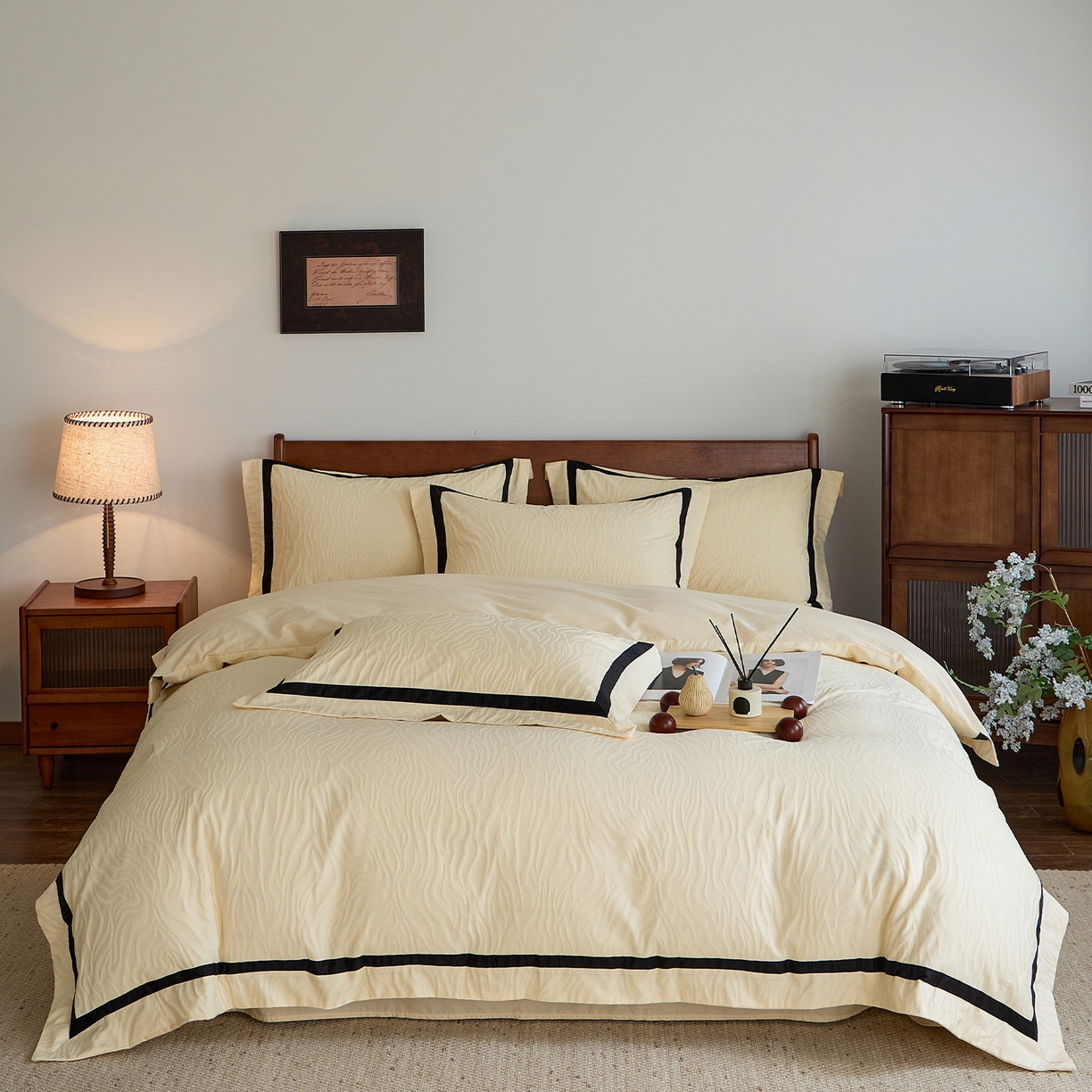 91家纺网 家纺一手货源 找家纺 （总）蓝邻家纺 2026新款全棉浮雕提花极简轻奢风四件套系列